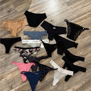 Assorted Women’s Bikini & Thong Panty Lot - Black, Nude, Blue, Pink, Floral